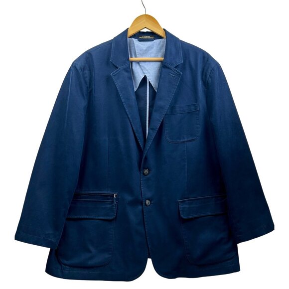 L.L. Bean Blazer Mens 48R Navy Cotton Blnd Travel Jacket Pockets Outdoor Utility - Picture 1 of 16